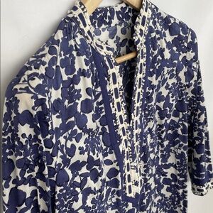 Floral French Blue and White Oversized Tunic L